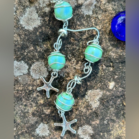 Siren Wire Wrapped Beads Bracelet & Earrings - Picture 7 of 12